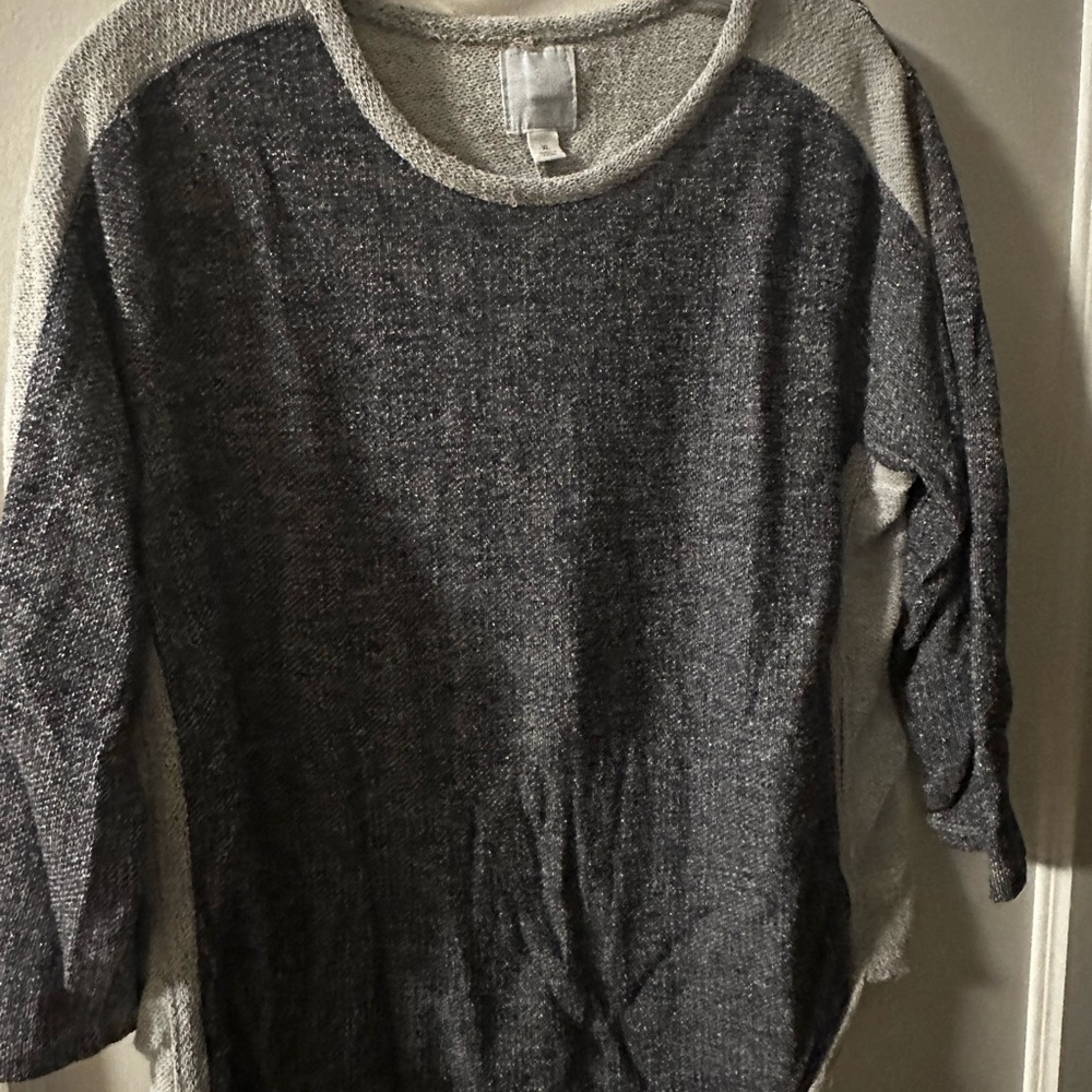 Cozy Two-Tone Women's Sweater - Gray/navy
